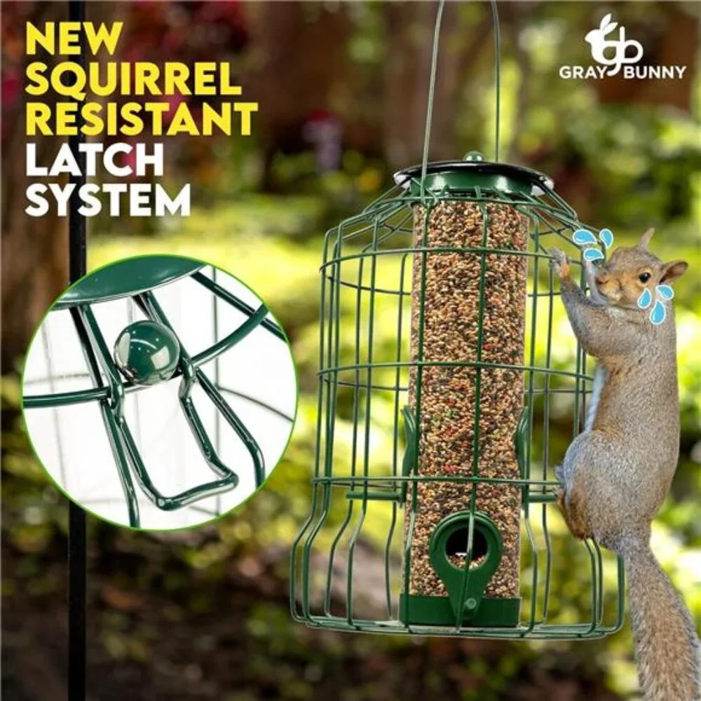 Squirrel Proof Bird Feeders for Outdoors Hanging (Premium Metal) 1.25lb Capacity